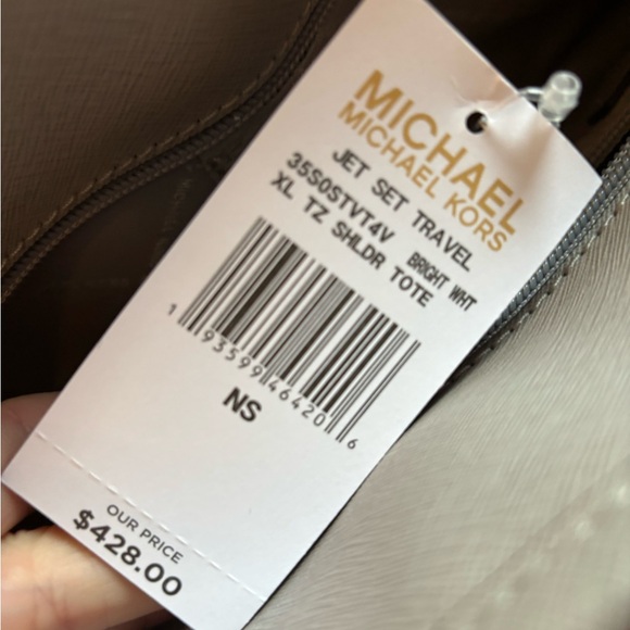 Michael Kors Jet Set Travel Tote for Women, Size XL - Bright White/Grey - Picture 4 of 4